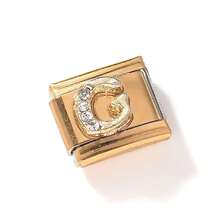 1 件 26 个字母模块化手链焊接 DIY 珠宝配件 - 金色鑲鑽-金底 - 查看 31