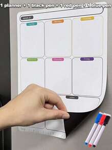 Erasable Weekly Planner, Wipeable Magnetic Fridge Magnets With Erasable Red Blue Black Watercolor Pens, Hot Erase Whiteboard - Reusable Kitchen And Dining Memo Board Magnetic Bulletin Board Fridge Magnets Stickers Whiteboard For Writing Reminders Weekly Planning Memo Calendar, School Home Kitchen And Office Decor, Everyday Life Items Perfect Gift Back To School Season Back To School Season