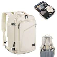 Carry-On Backpack, 40x30x20 Cm, Expandable Cabin Bag, Lightweight Water-Resistant Travel Backpack For Men & Women With 15.6-Inch Laptop Compartment, Under-Seat Bag For Business, Travel, Ryanair & Eurowings, Beige - 米色 - 查看 1