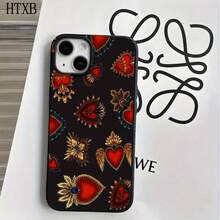 Fundas de imitación para teléfono con diseño de corazón rojo y orificios grandes, compatibles con phone 16 Pro Max, 16, 15 Pro, 14, 14 Plus/14 Pro Max, 13, 13 Pro, 12 Pro y 11/11 Pro. Regalos para cumpleaños y fiestas - Blanco - Ver 3