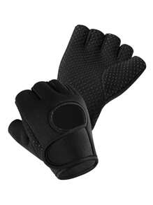 Mikrotryckshandskar, silikonhalksäker kopparjonhandskar, halvfingerhandskar för kvinnor och män för skrivning, fitness, cykling, utomhusaktiviteter, rehabiliteringsterapi. - Svart - Visa 6