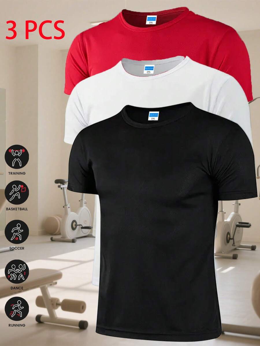 男士男友风运动衬衫三件套 - 速干短袖 | 返校季 | 四向弹力，易于叠穿 | 抗皱，适合夏季健身和通勤