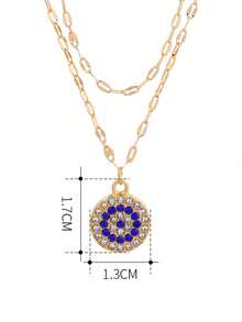 1pc Evil Eye Double-layered Necklace For Women - Gold - View 3