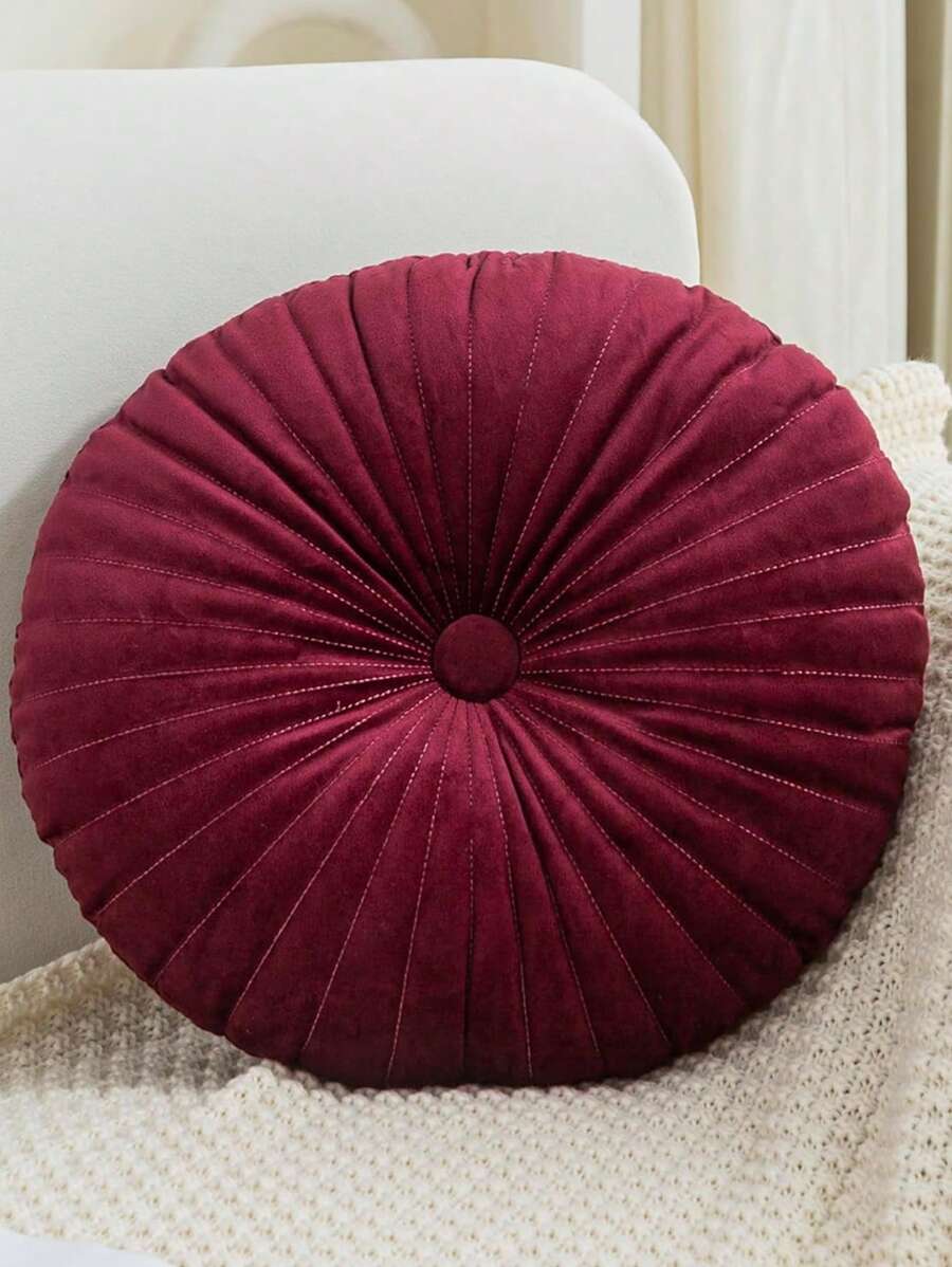 1 Stück runde Kürbis-förmige Kissen, geeignet für Tatami-Matte, Stuhl, Boden, Sitzkissen, Fensterbank, aus Plüschstoff gefertigt, weich & bequem, weinrot