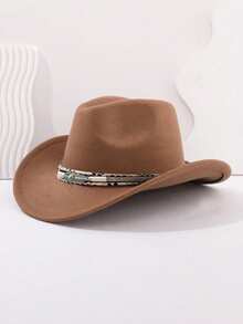 1 Unisex Western Cowboy Hat Imitation Wool Solid Color Cowboy Hat, American Soft Tweed Outdoor Wide-Brimmed Cowboy Hat, Suitable For Festival Parties And Outings.