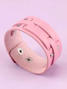 1 pieza Pulsera de mujer minimalista de la serie rosa de piel de PU, adecuada para uso casual y formal, idea de regalo duradera y cómoda, accesorio encantador - Rosa - Ver 16