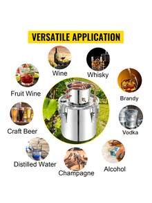 Alambic Distiller Alcohol Moonshine 5 Gal DIY Still Stainless Steel Copper Home Brew Water Wine Essential Oil Brewing Kit, Halloween And Christmas Party Supplies - 彩色 - 查看 8