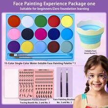 Kit de pintura facial - Set de maquillaje facial para fiestas de cumpleaños, Halloween y Navidad - 42 colores vibrantes, activado por agua, amigable para piel sensible - Pinceles para adultos y niños