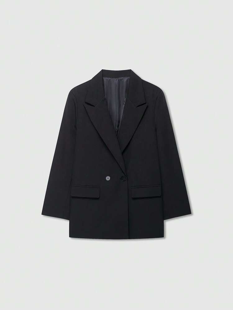 Blazer croisé décontracté pour femmes au col châle, couleur unie, manches longues, minimaliste , convient pour le printemps/l'automne/l'hiver