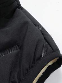 Men's Sleeveless Puffy Vest - Comfortable, Suitable For Running And Outdoor Sports, With Multiple Pockets, Black Collar Design, Casual Layering Piece | Zip-Up Front Vest | Polyester Vest