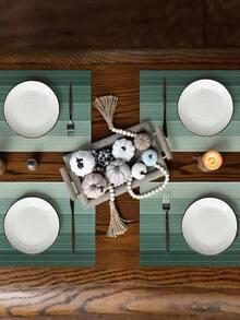 4pcs/6pcs Ombre Tablecloth, Modern Living Room & Dining Table Decor Placemats, Washable, Kitchen Table Mats, Heat Resistant & Stain Proof Table Top Decoration, Suitable For Home Party, Camping Outdoor Dining, Coffee Table, Spring/Summer Home Decor - Cadet Blue - View 3