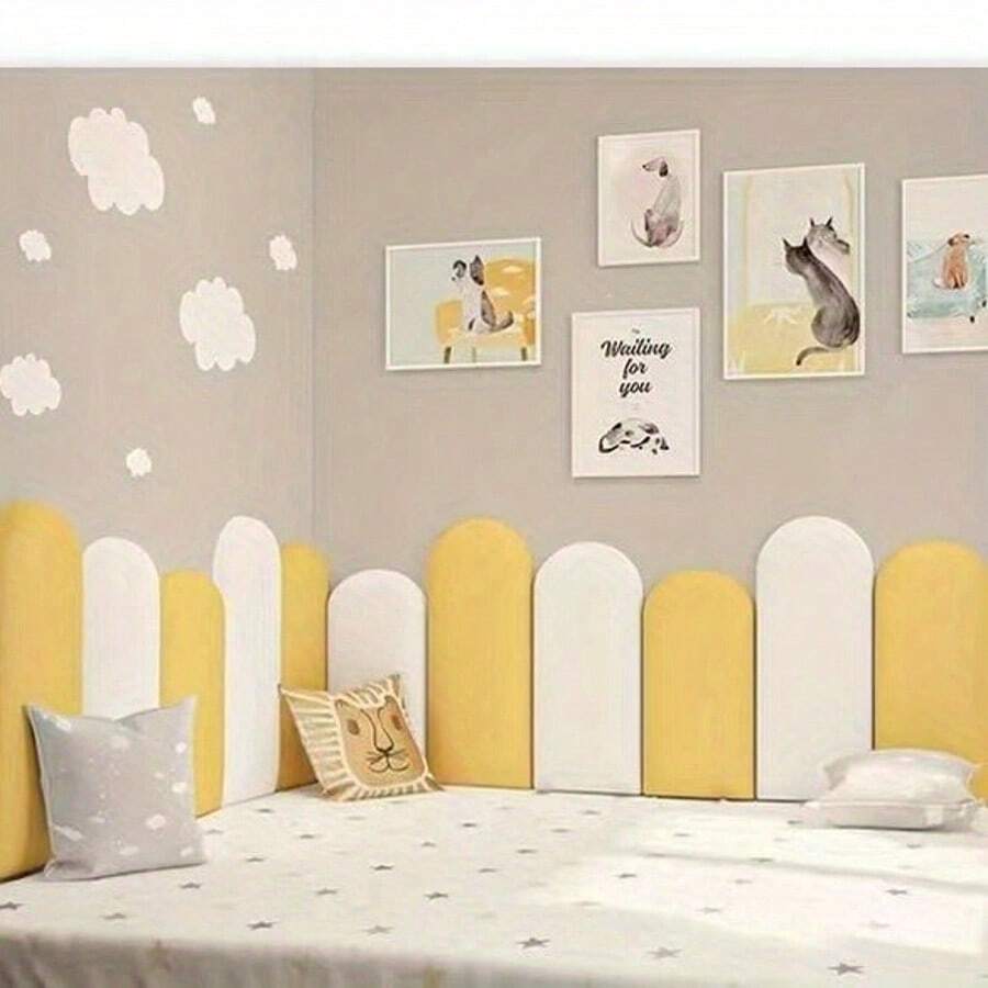 1pc 3cm/1.18in Thick & High Elastic Baby Wall Guard, Widened Solid Color Foam, Self-Adhesive Waterproof, Rounded Edge Arc Design Anti-Collision, All-Purpose Corner & Edge Protector For Nursery, Suitable For Daily Use