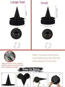 12 قطعة قبعة هالوين سوداء معلقة، إكسسوارات زي قبعة مع حبل من النايلون، قبعة ساحر للاستخدام الداخلي والخارجي، ديكورات هالوين للمنزل والحديقة والشرفة والسقف