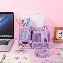 Office Supplies Set Desk Accessories, School Supplies Set: Desk Pen Holder, Stapler, Tape Dispenser, Scissors, Ruler, Binder/Paper Clips, And 1,000 Staples - Sets - View 7