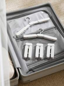 Foldable Clothes Hanger, Multi-Functional Drying Rack, Compact Portable Clothes Hanger, Non-Slip Thickened Damage Free Travel Hanger With Clips, Space-Saving And Easy To Store