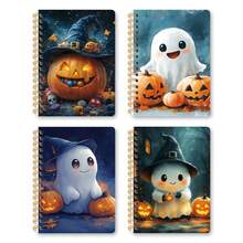 Halloween Spiral Notebook - Cute Pumpkin Ghost Design, Festive Themed Journal For School, Office, Party Favors - Fall Seasonal Stationery, Trick Or Treat Writing Notepad, Halloween Gift Idea