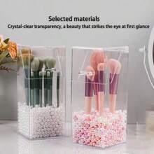 1 pieza Soporte acrílico para brochas de maquillaje, organizador de escritorio a prueba de polvo para brochas, lápices de cejas, brochas de sombras de ojos