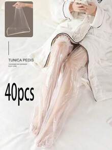 40个/20个/10个/1个足部护理足膜，一次性腿膜带脚腿套，高透明防水保湿腿部护理套 - 彩色 - 查看 3