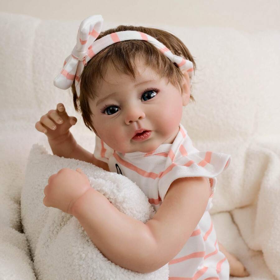 Lifelike Reborn Baby Dolls Girl Realistic Newborn 19 Inch Handmade Full Body Soft Vinyl Real Life Dolls Toddler Baby Dolls Gift Set For Kids Age 3+