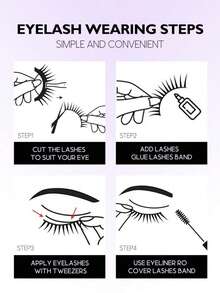 9对猫眼仿貂毛假睫毛 | 透明梗 3D 轻盈短款 | 打造自然柔软蓬松效果，适合日常通勤、约会、早午餐、视频通话、护照照片、婚礼宾客、旅行和假日妆容。假睫毛，睫毛，假睫毛，假睫毛 - 黑色 - 查看 4