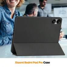 Funda protectora XYS ACS, compatible con Redmi Pad Pro 12.1 pulgadas modelo 2024, POCO Pad y Mipad 6 Tablet, funda protectora de PU inteligente, modo de suspensión/activación automático - Negro - Ver 10