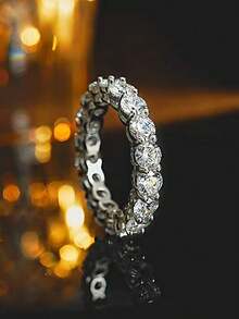 1pc S925 Sterling Silver Minimalist Single Row Full Diamond Ring, Suitable For Stacking, Gift For Lover Anniversary, Suitable For Festivals, Parties, And Daily Wear, Quality Jewelry For Women