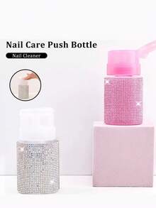 Luxury Nail Art Bottle - Crystal Embedded 8oz Squeeze Container For Salon & Home DIY (Acetone Not Allowed)