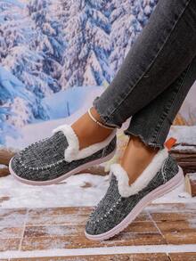 Zapatos planos para mujer, zapatos con forro térmico deslizantes, zapatos casuales, zapatos deportivos para exteriores, zapatos de invierno cálidos para mujer, suelas antideslizantes y resistentes al desgaste, cómodos y transpirables
