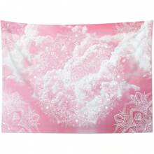 A Bohemian-Style Tapestry Featuring Pink Clouds And Floral Designs - Lightweight Polyester Wall Decoration With Star Details, Perfect For Decorating Bedrooms, Living Rooms, Or Dorms.Ideal For A Romantic Atmosphere - 粉色 - 查看 2
