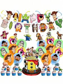 Decoraciones DIY para fiesta de cumpleaños - Suministros para fiesta con temática de figuras de anime/dibujos animados, cosplay, bandera, decoración de pastel, fiesta de carnaval, fiesta festiva