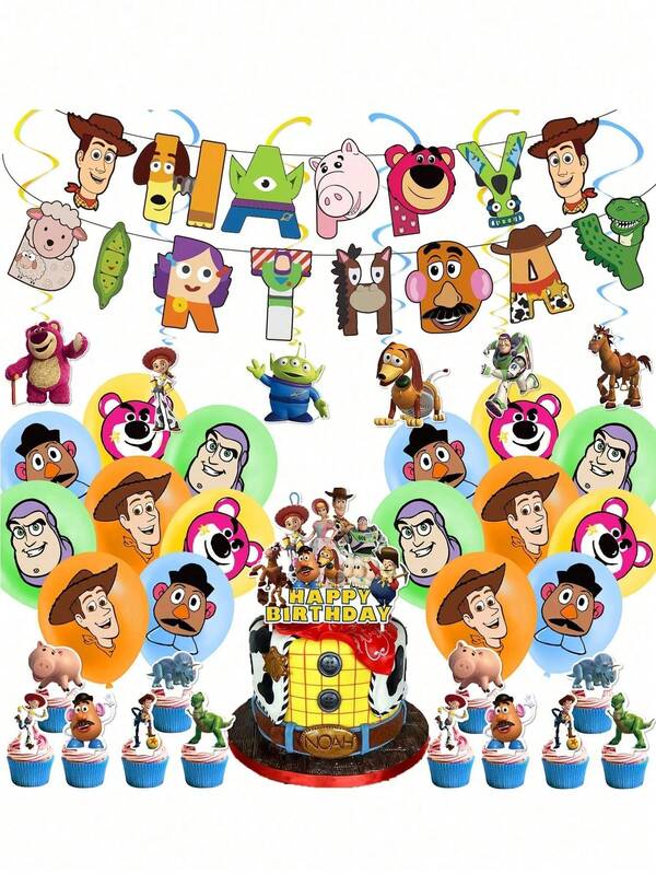 Birthday Party DIY Decorations Cartoon Anime Figure Image Cosplay Toy Theme Party Supplies Banner Cake Topper Story Holiday Party Carnival Party Set