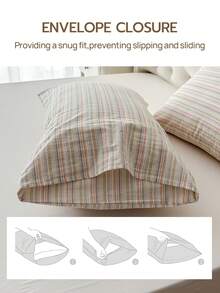 1 chiếc vỏ gối 100% cotton, vỏ gối dệt nhuộm sợi, chất liệu cotton đã qua xử lý, kiểu dáng phong bì, phù hợp cho nam, nữ, ký túc xá, phòng ngủ, học sinh, trang trí ký túc xá, trang trí phòng ngủ, họa tiết kẻ sọc đơn giản. - Nhiều màu - Xem 6