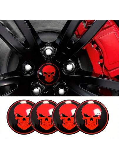 4 مساءً ملصقات غطاء Center Car Car Car Cark ، شارات شارة محور العجلات ، ملصقات زخرفية لشعار الجمجمة ، إكسسوارات السيارات (بسبب التصوير الفوتوغرافي ، الإضاءة ، الشاشة ، وما إلى ذلك ، قد يكون للمنتج اختلافات طفيفة في الألوان ، يرجى الرجوع إلى المنتج الفعلي) | مقاس: أسود