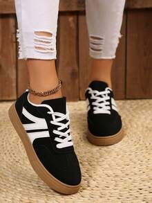 2025 Spring New Student Shoes Black Skateboard Shoes Fashion Versatile Breathable Sneakers Casual Shoes Trainers Ins - Black - View 4