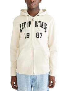 Sudadera con capucha con cremallera completa y logo Aero - Arco - Niebla - Ver 2