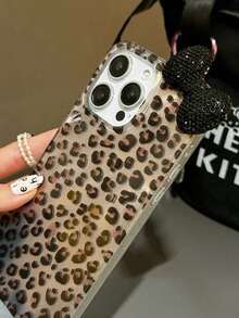 Carcasă de telefon de înaltă calitate, în stil european și american, cu fundă 3D din cristal și imprimeu de leopard cu laser, compatibilă cu 16 Pro Max/16Pro/16Plus/16/15Pro Max/15/14/13/12Pro/17Promax - Protecție la modă