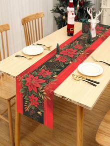 Christmas Red Red Flowers On Black Background