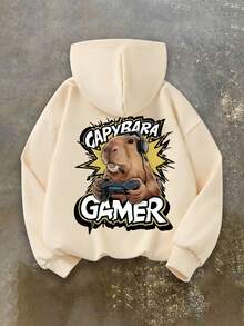 1 Stück Jungen Gaming Capybara Kapuzenpullover, Frühling Herbst Schul-Aktivitäten personalisierter Stil