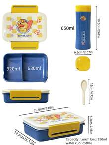 1 Set praktische auslaufsichere Studenten Lunchbox, beinhaltet Fach-Bento-Box mit Besteck & Becher, Snackbehälter, Lunchbeutel, geeignet für Schule, Outdoor, Picknick, Arbeit, Partys