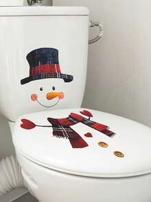 1 Pc Christmas Splicing Cute Christmas Snowman Stickers Can Be Used For Glass Refrigerator Toilet Bathroom Decoration Self-Adhesive Removable Wall Stickers