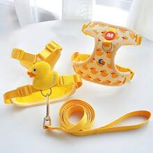 1set Cartoon Duckling Pet Harness And Leash Set, Suitable For Decorative Or Outdoor Use, Fits Cats And Small-Medium Dogs Traction Rope Duck Small Size Suitable For Small And Medium-Sized Pets