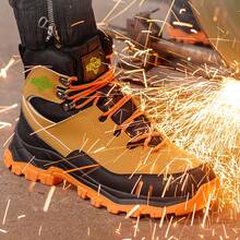 Botas de senderismo de talla grande para hombre, clásicas, con puntera de acero y resistentes a perforaciones, cómodas, antideslizantes, duraderas, para uso industrial y de construcción. - Caqui - Ver 2