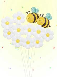 22pcs White Daisy Balloon Set, Sunflower Shaped Aluminum Foil Balloon, Suitable For Garden Theme Parties, Birthday Parties, Classroom Decoration, Cute Daisy Balloon Decoration, Autumn Flower Balloon