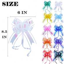 Bows For Gift Wrapping, Iridescent Colorful Pull Bow Assortment (10 Unique Colors, 6 Inches), Perfect Decoration For Gift Basket, Boxes, Birthdays, Weddings, Christmas, Easter-171551 - AssortedColors - View 3