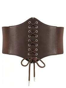 1pc Medieval Wide Leather Belt, Viking Knight Antique Belt, Women's Leather Corsets Lace-Up Sexy Body Shaper Gothic Clothing Corsets Medieval Belts Halloween