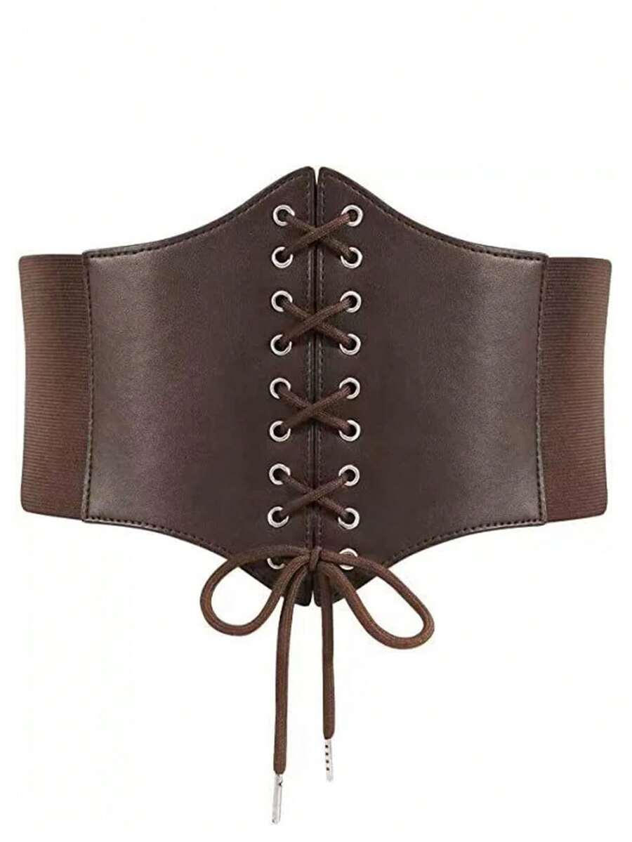 1pc Medieval Wide Leather Belt, Viking Knight Antique Belt, Women's Leather Corsets Lace-Up Sexy Body Shaper Gothic Clothing Corsets Medieval Belts Halloween