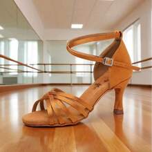 1 Pair Women's 7cm High Heel Latin Dance Shoes, Soft Bottom Dancing Shoes For Adults, Professional Latin Dance Shoes For Parties And Festivals