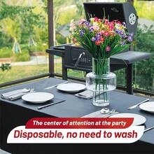 6-Piece Elegant Disposable Black Tablecloth, Machine Woven, Perfect For Weddings, Bridal Showers, Birthdays, And General Gatherings. Easy To Clean Indoor Plastic Cover,Sancua Rectangle Tablecloth - 60 X 84 Inch - Stain And Wrinkle Resistant Washable Polyester Table Cloth, Decorative Fabric Table Cover For Dining Tables, Buffet Parties And Camping, Black