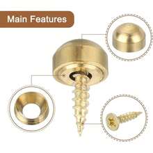 3 piezas de tornillos decorativos de latón antiguo con tapas, tornillos autoperforantes con acabado espejo de 9 mm para fijación de muebles, latón y bronce