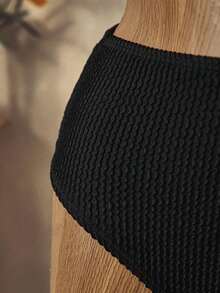 Bellisia Conjunto de biquíni feminino de verão, cor sólida, com faixa e parte de baixo franzidas, moda praia minimalista